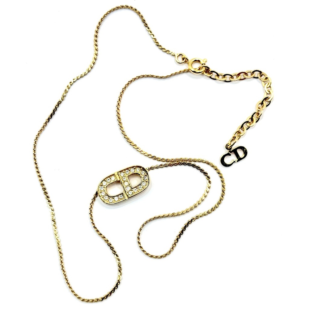Christian Dior Gold Crystal 'CD' Necklace